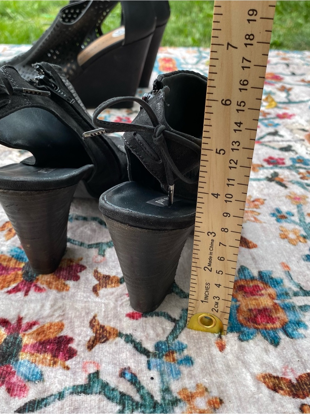 Paul Green Black Open-Toe Heeled Ankle Boots with Textured Upper - Picture 9 of 9